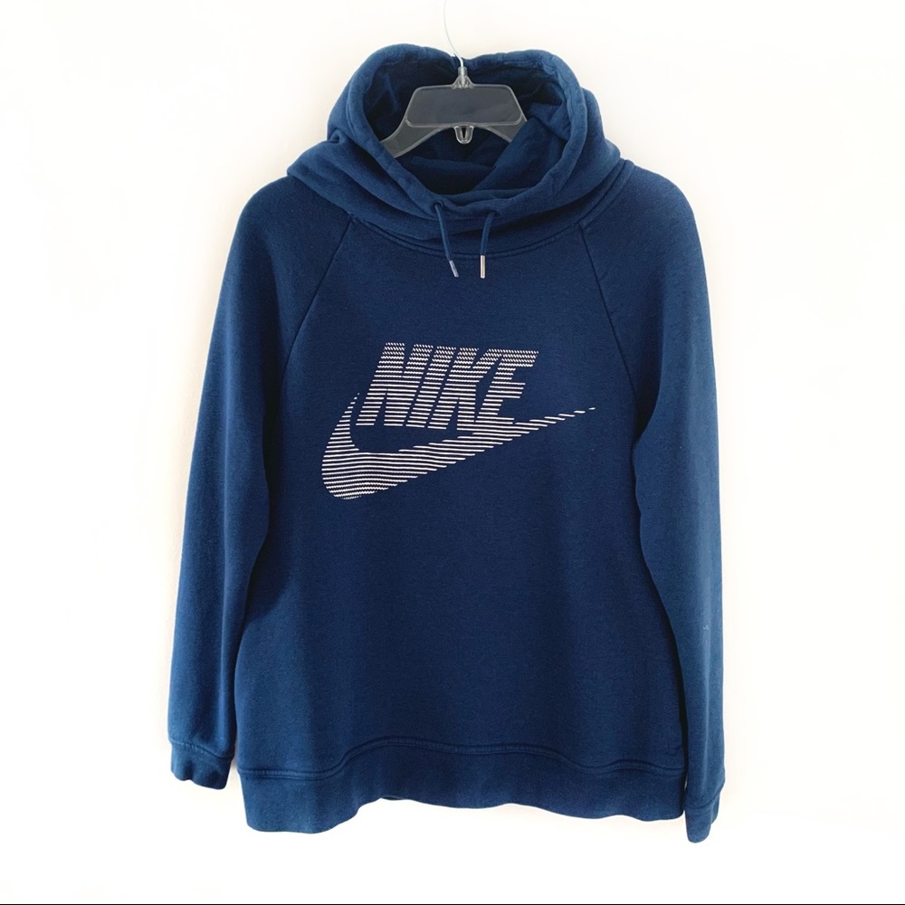 Nike Blue Pullover Hoodie Spellout Swoosh Logo M